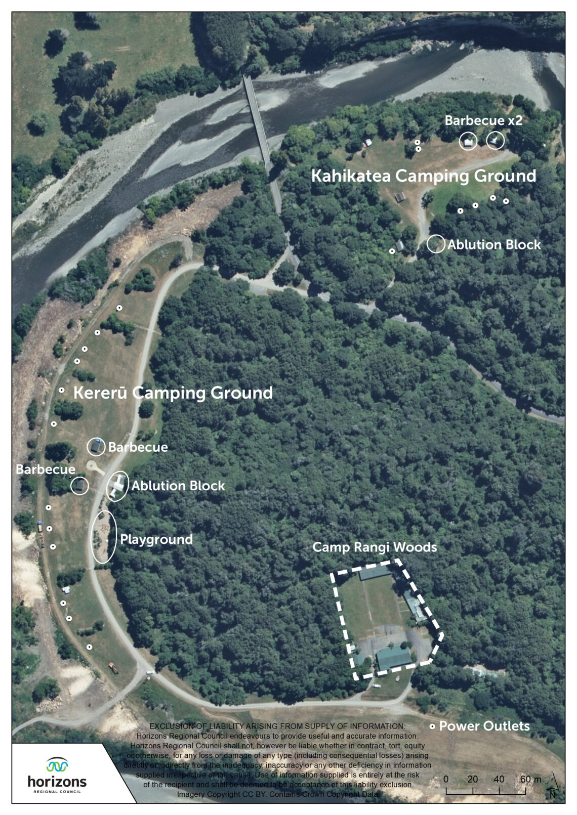 Site map of Tōtara Reserve camping area